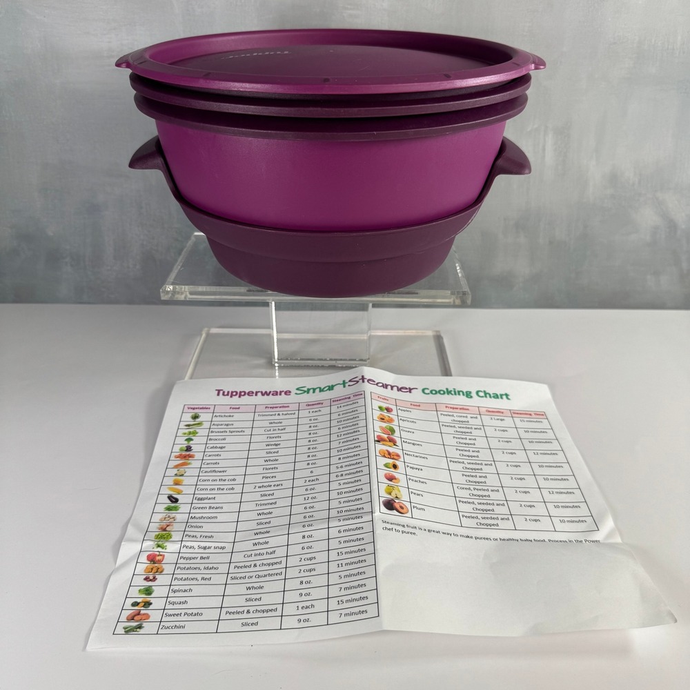 Tupperware Purple SMART STEAMER 4 Pc. Microwave Cooker Set